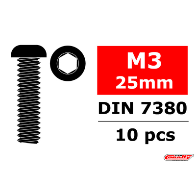 Team Corally - Hex Button Head Screw - M3 x 25 - Steel - 10 pcs