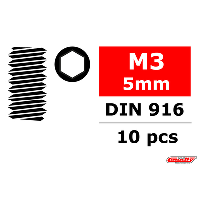 Team Corally - Steel Set Screws M3 x 5mm - Hex - 10 pcs