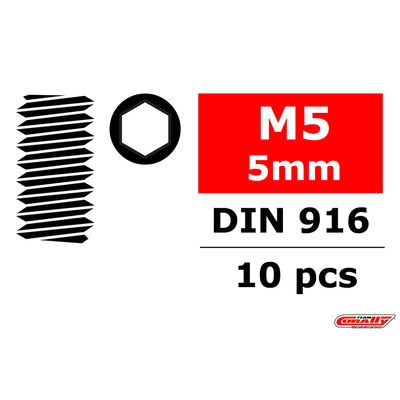 Team Corally - Steel Set Screws M5 x 5mm - Hex - 10 pcs