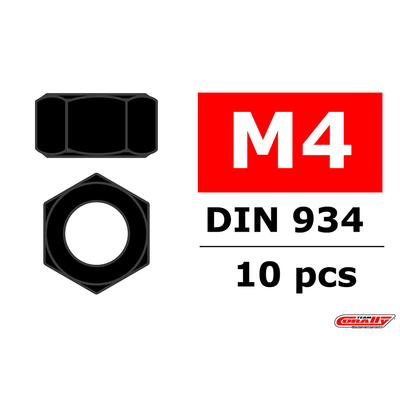 Team Corally - Steel nut M4 - Black coated - 10 pcs