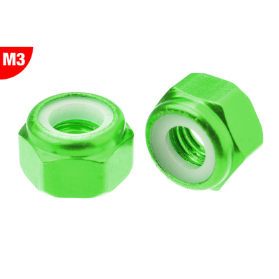 Team Corally - Aluminium Nylstop Nut - M3 - Green - 10 pcs