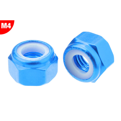 Team Corally - Aluminium Nylstop Nut - M4 - Blue - 10 pcs