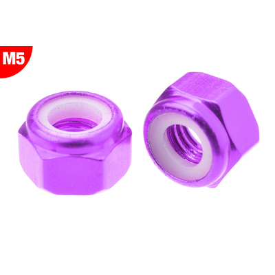 Team Corally - Aluminium Nylstop Nut - M5 - Purple - 10 pcs