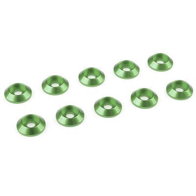 Team Corally - Aluminium Washer - for M3 Button Head Screws - OD=10mm - Green - 10 pcs
