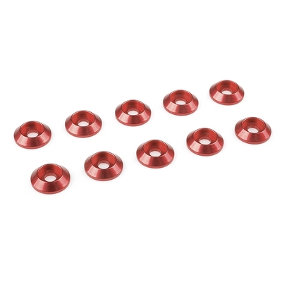 Team Corally - Aluminium Washer - for M3 Button Head Screws - OD=10mm - Red - 10 pcs