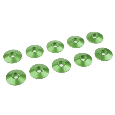 Team Corally - Aluminium Washer - for M3 Button Head Screws - OD=15mm - Green - 10 pcs