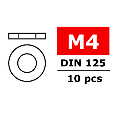 Team Corally - Washer M4 - Galvanized Steel - 10 pcs
