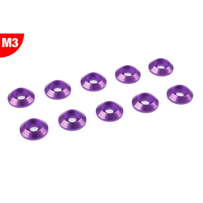 Team Corally - Aluminium Washer - for M3 Button Head Screws - OD=10mm - Purple - 10 pcs