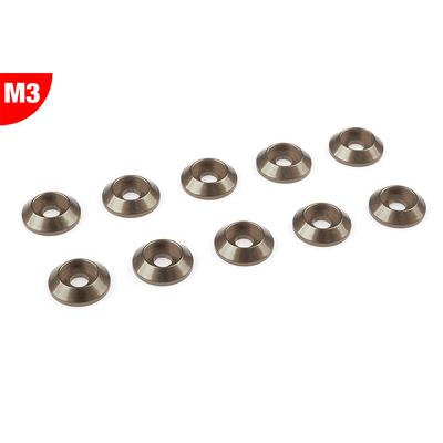 Team Corally - Aluminium Washer - for M3 Button Head Screws - OD=10mm - Gun Metal - 10 pcs