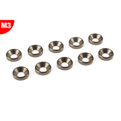 Team Corally - Aluminium Washer - for M3 Flat Head Screws - OD=8mm - Gun Metal - 10 pcs