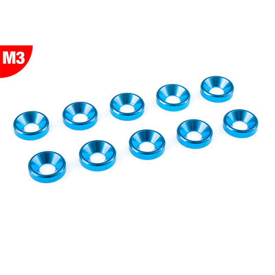 Team Corally - Aluminium Washer - for M3 Flat Head Screws - OD=8mm - Blue - 10 pcs