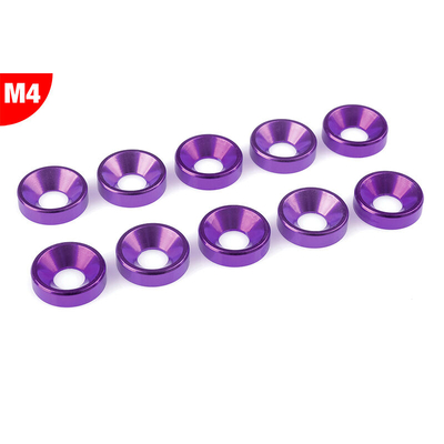Team Corally - Aluminium Washer - for M4 Flat Head Screws - OD=10mm - Purple - 10 pcs