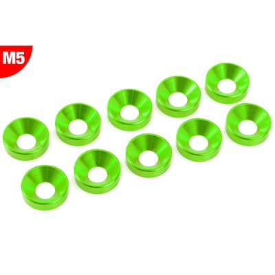 Team Corally - Aluminium Washer - for M5 Flat Head Screws - OD=12mm - Green - 10 pcs