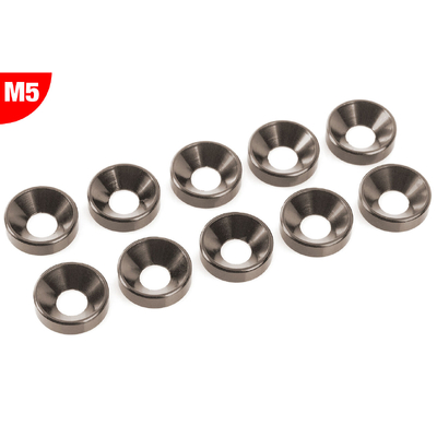 Team Corally - Aluminium Washer - for M5 Flat Head Screws - OD=12mm - Gun Metal - 10 pcs