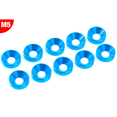 Team Corally - Aluminium Washer - for M5 Flat Head Screws - OD=12mm - Blue - 10 pcs
