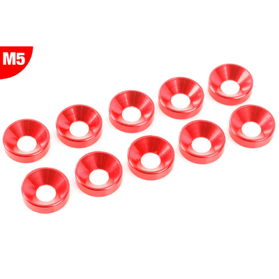 Team Corally - Aluminium Washer - for M5 Flat Head Screws - OD=12mm - Red - 10 pcs