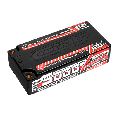 Team Corally - Voltax 120C LiPo Battery - 5000mAh - 7.4V - Shorty 2S - 4mm Bullit