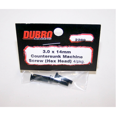 DUBRO 2289 3.0MM X 14 FLAT-HEAD SOCKET SCREWS (4 PCS/PACK)