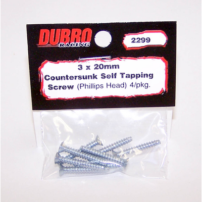 DUBRO 2299 3.0MM X 20 PHILLIPS-HEAD COUNTERSUNK SELF-TAPPING SCREWS (8/PACK