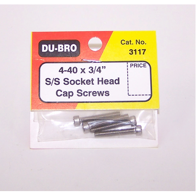 DUBRO 3117 SS 4-40 X 3/4in SCKT HD CAP SCWS (4 PCS PER PACK)