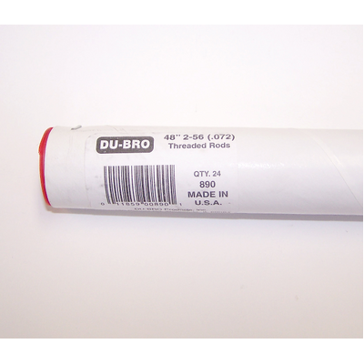 DUBRO 890 48in (1220MM) .072 ROD 2-56 THREAD (24 PC PER TUBE)