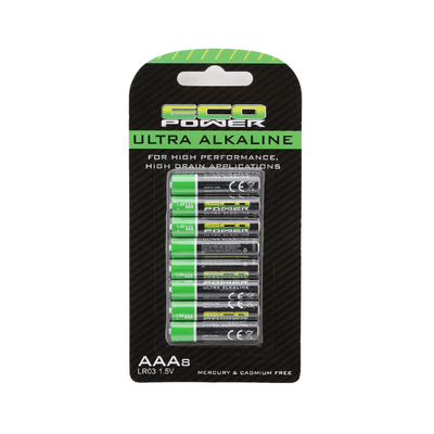 EcoPower Ultra Alkaline AAA Batteries (8) (Mercury & Cadmium Free)