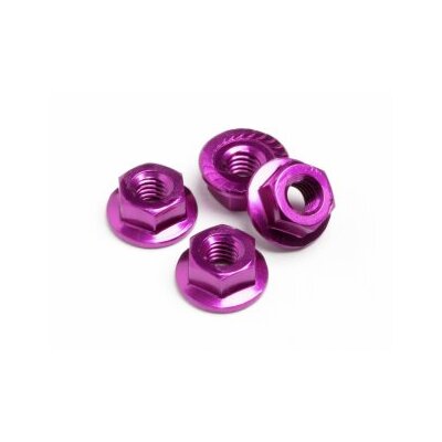 HB Wheel Nut M4 Serrated (Purple/4pcs)