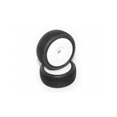 HB KHAOS Mounted Tire (White/White Wheel/ 1/8 Buggy/2pcs)