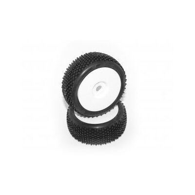 HB Block Mounted Tire (Red/White Wheel/ 1/8 Buggy/2pcs)