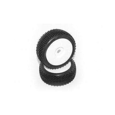 HB Block Mounted Tire (White/White Wheel/ 1/8 Buggy/2pcs)