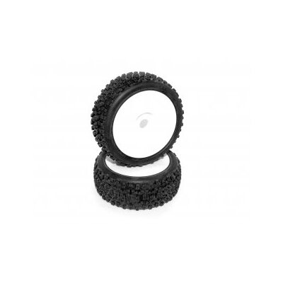 HB PROTO Mounted Tire (Red/White Wheel/ 1/8 Buggy/2pcs)