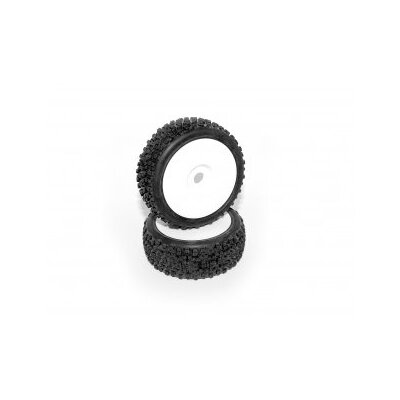 HB PROTO Mounted Tire (White/White Wheel/ 1/8 Buggy/2pcs)