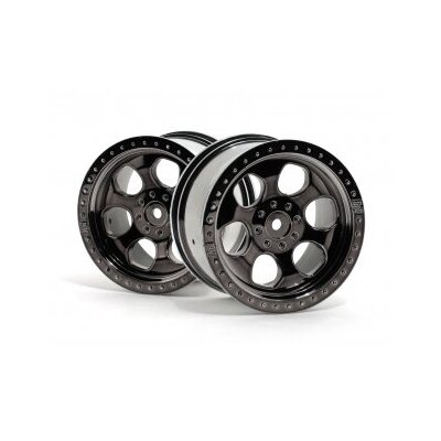 HPI 6 Spoke Wheel Black Chrome (83x56mm/2pcs/14mm)