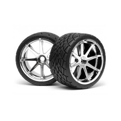 HPI Mounted Phaltline Tire 140x70mm on Blast Wheel Chrome (2pcs