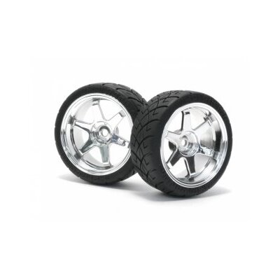 HPI Mounted X-Pattern Tire D Compound on TE37 Wheel Chrome (2pc