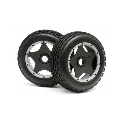 HPI Dirt Buster Rib Tire M Compound on Black Wheel (2pcs)