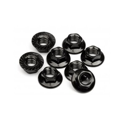 HPI Serrated Flange Nut M4 (Steel/8pcs)