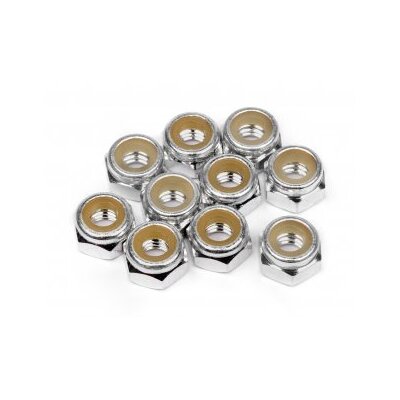 HPI Aluminium Lock Nut M4 (Silver/10pcs)