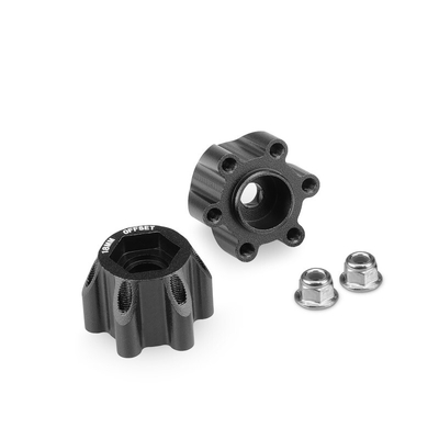 Tribute wheel, aluminum 12mm hex wheel adaptor, black anodized - 18mm offset - 2pc.