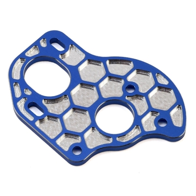 JConcepts B6.1/B6.1D Aluminum "3 Gear" Layback Honeycomb Motor Plate (Blue)