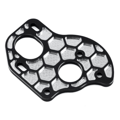 JConcepts B6.1/B6.1D Aluminum "3 Gear" Layback Honeycomb Motor Plate (Black)