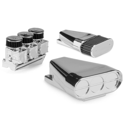 JConcepts engine accessory set - mock carburetor, injection, air filter assemblies w/ chrome finish