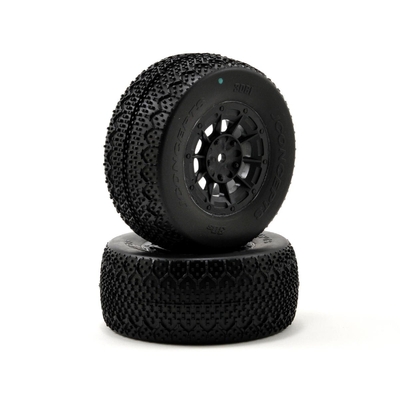 3Ds - green compound - black Hazard 12mm wheel - (Losi SCT-E, 22 SCT pre-mounted)