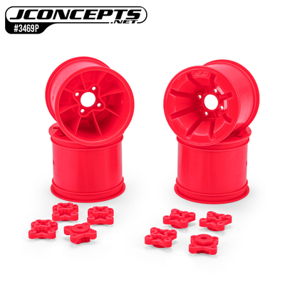 JConcepts Pioneer - RC10T 2.2" Rear Wheel Pink Fits – RC10T, T2, RC10GT, T3, T4   Includes adaptors for 1/4" and 3/16” axle combo