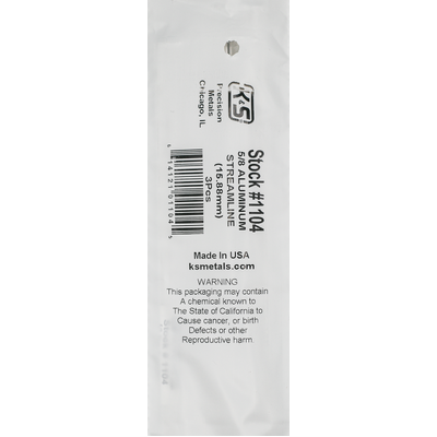 K&S 1104-1 STREAMLINED ALUMINUM TUBE (35IN LENGTHS) 5/8IN  (1 tube per bag )