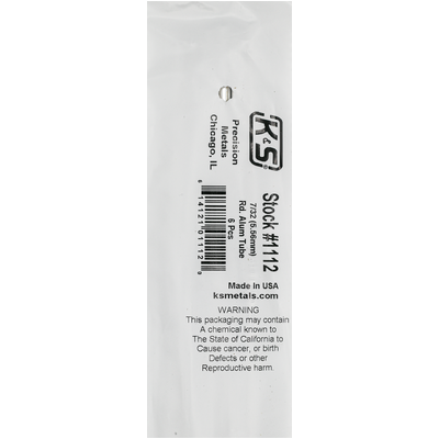 K&S 1112-1 ROUND ALUMINUM TUBE .014 WALL (36IN LENGTHS) 7/32IN  (1 tube per bag )