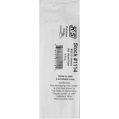 K&S 1114-1 ROUND ALUMINUM TUBE .014 WALL (36IN LENGTHS) 9/32IN (1 tube per bag )