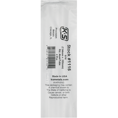 K&S 1115-1 ROUND ALUMINUM TUBE .014 WALL (36IN LENGTHS) 5/16IN (1 tube per bag )