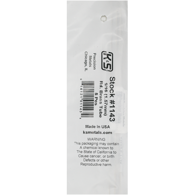K&S 1143-1 ROUND BRASS TUBE .014 WALL (36IN LENGTHS) 1/16 (1 tube per bag x 5 bags)