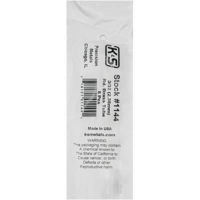 K&S 1144-1 ROUND BRASS TUBE .014 WALL (36IN LENGTHS) 3/32 (1 tube per bag )